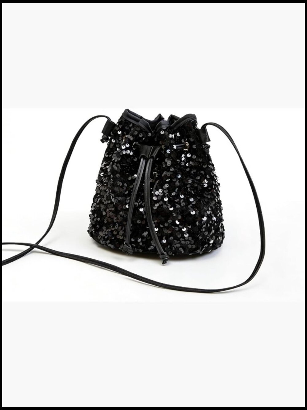 Sequined Bucket Bag with Chain Strap Sparkly Glitter Evening Shoulder Handbag